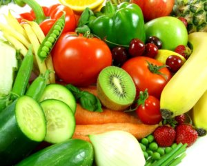 Variety of fresh fruit and vegetables