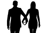 14683120-los-amantes-de-un-hombre-cauc-sico-y-mujer-caminando-de-la-mano-en-el-estudio-de-silueta-aislados-so