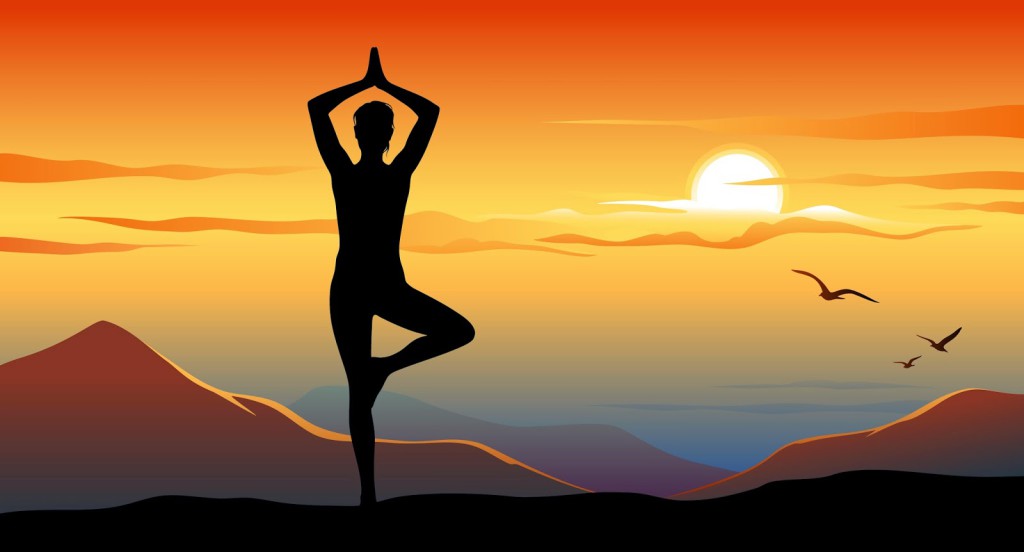 peace of mind - yoga mountain sunset